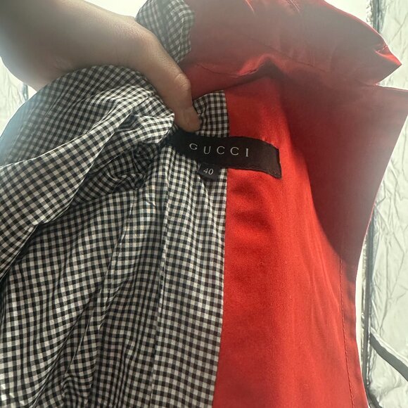 Vintage 1990s Gucci Orange Poly Cotton Coat with Gingham Lining - Picture 5 of 5